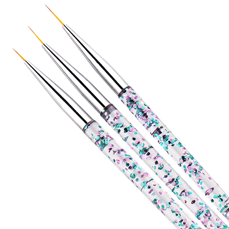 

3PCS 7/9/11mm Nail Art Liner Brush Painting Flower Drawing Lines Grid Stripe Manicure Acrylic UV Gel Pen DIY Tips Design Set New