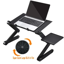 Ajustável Mesa Do Laptop com Ventilador de Refrigeração Ergonômico Bandeja Cama Lapdesk Portátil PC Suporte de Mesa Suporte de Mesa Notebook Com Mouse Pad