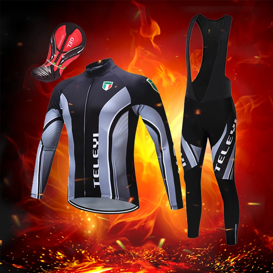 

winter bib pants bicycle clothing 2019 thermal fleece bike clothes men windproof cycling jersey set mtb maillot suit sport wear
