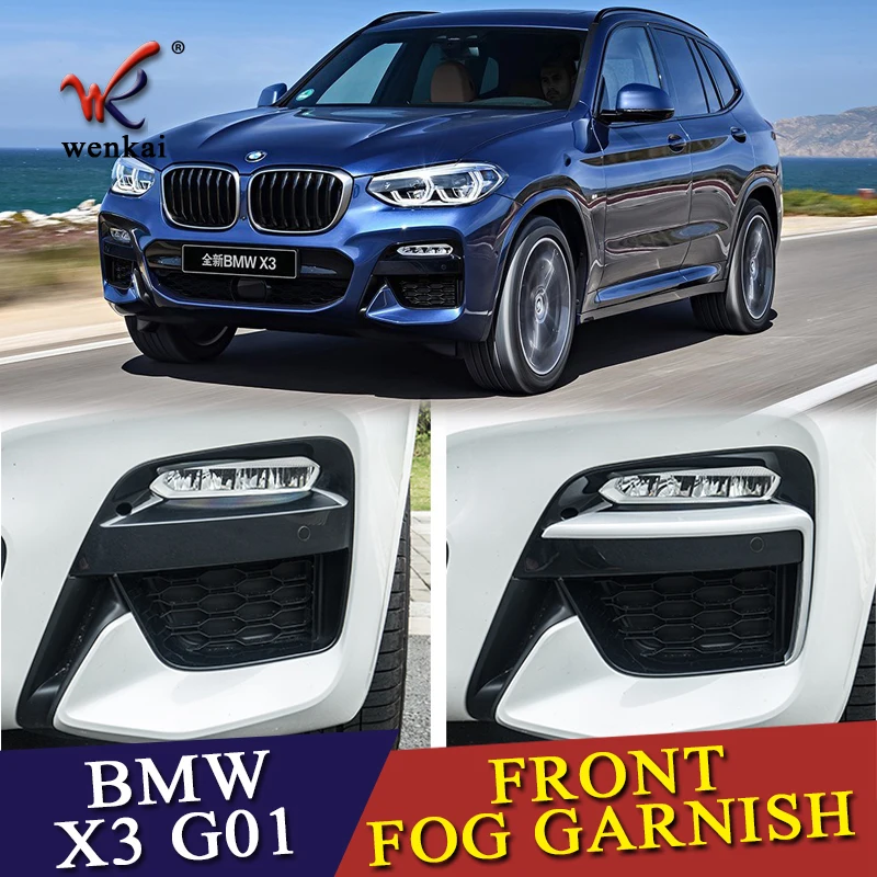 

Fit For BMW X3 G01 2018 2019 Matte Front Fog Light Lamp Cover Eyebrow Eyelid Garnish Streamers Outer Foglight Trim