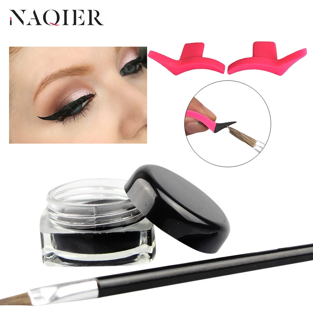 NAQIER New eyeliner Cream set Eyes Liner stamps Black waterproof eye liner gel glitter tube