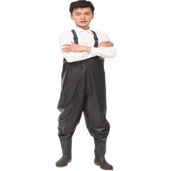 0.55mm Waterproof Breathable Fishing Waders PVC Stocking Foot Chest Wader Rafting Wear One-piece breathable Chest Fishing Waders
