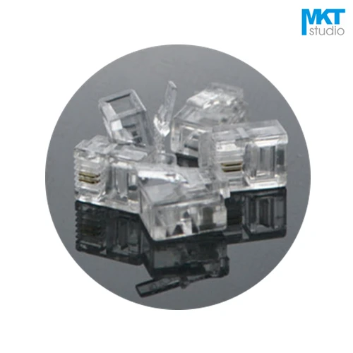 

100Pcs 6P2C 6 Pins 2 Contacts RJ11 Telephone Modular Connector Plug Jack