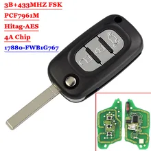 Aftermarket 3 кнопки флип дистанционный автомобильный смарт ключ-брелок 433 МГц 4А чип для Mercedes Benz Smart Fortwo 453 Forfour