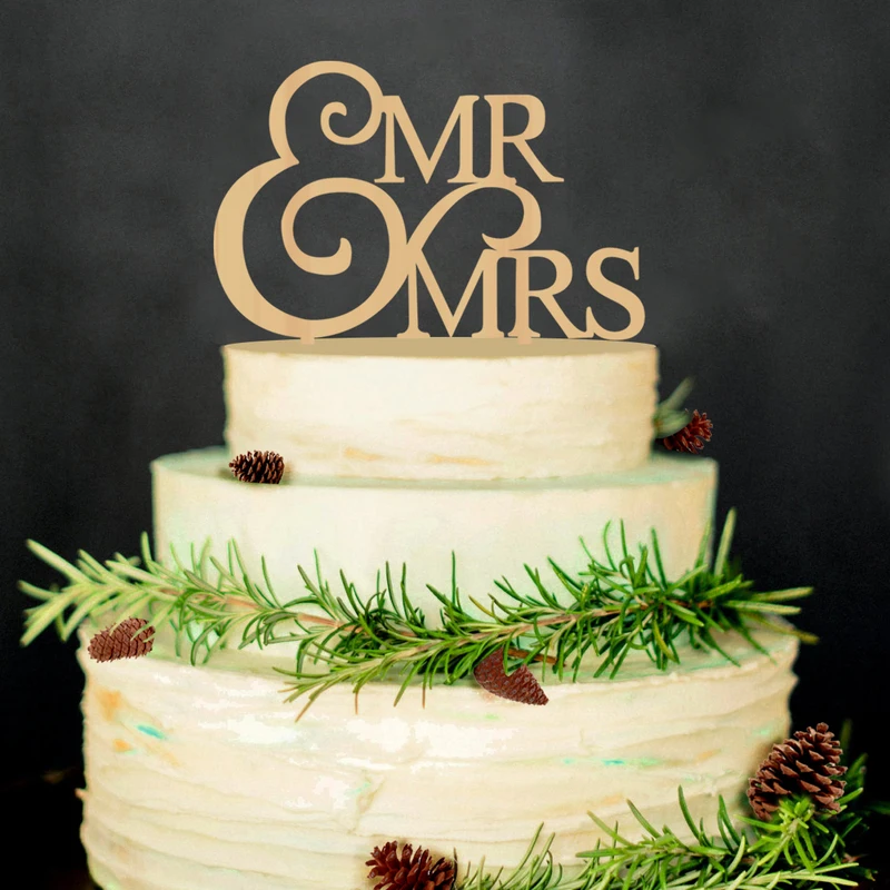 Дерево Mr and Mrs Sign Невеста и жених счастливые топперы для торта на день рождения