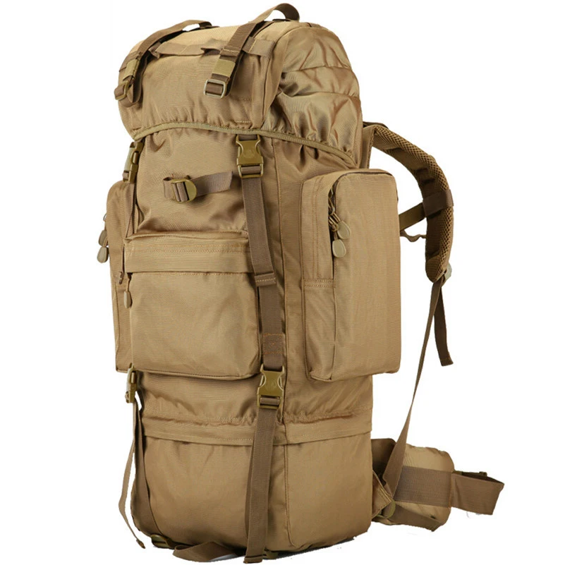 

70 L Metal Bracket Backpack Outdoor Sports Bag Military Tactical Bags Hiking Camping Waterproof Wear-resisting Nylon Bag D033