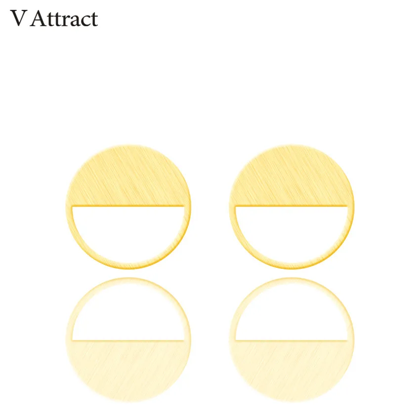 

V Attract Half Circle Earring Women Fashion Jewelry Findings Stainless Steel Geometric Oorringen Mini Round Pendientes Femme