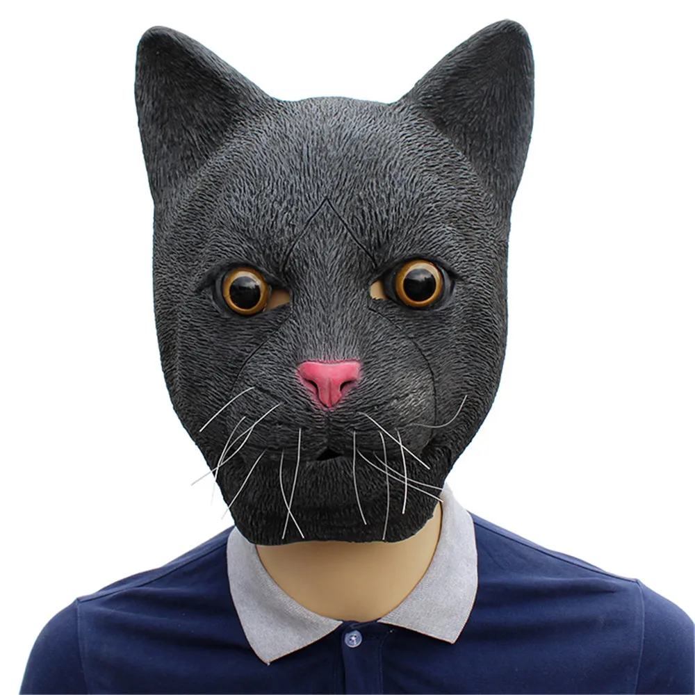 

Funny Angry Cat Halloween Cosplay Animal Masks Full Face Mask Latex Horror Masquerade Party Cat Costume Adult Mask
