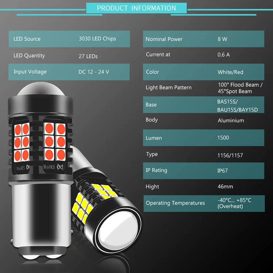 RACBOX супер яркий 1156 BA15S P21W BAU15S PY21W светодиодные лампы 1157 BAY15D 27SMD 3030 авто светодиодные лампы Настенный светильник 12V 24V Автомобильный Стайлинг