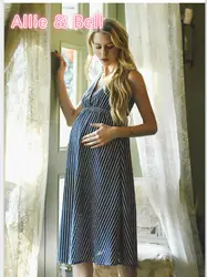 Для беременных женщин летнее платье в европейском стиле платье для беременных свободные размер Высокая талия шифон v-образным вырезом для