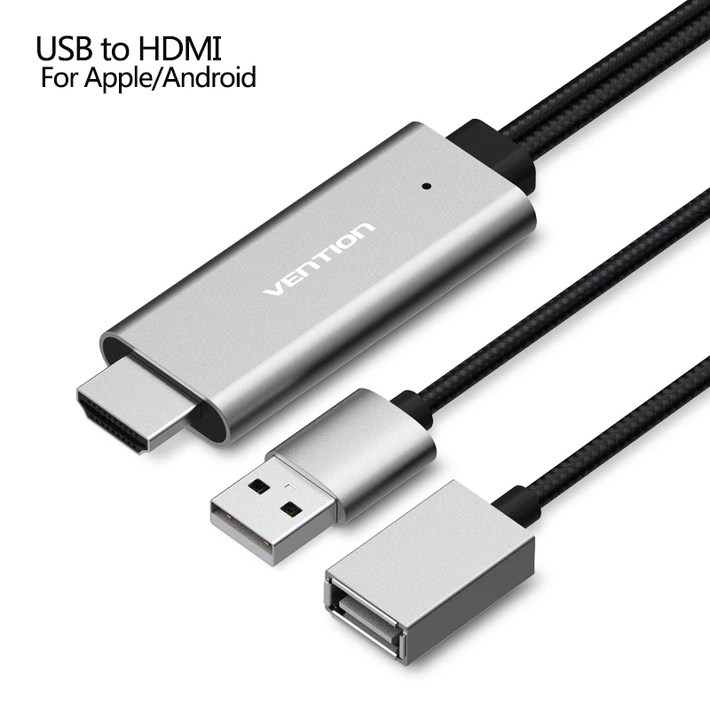 Vention HDMI кабель USB к HDMI конвертер кабель для iPhone 8 Pin к HDMI цифровой av-кабель для iPhone 7 6S Android Поддержка HDTV 2 - Цвет: CEK GREY