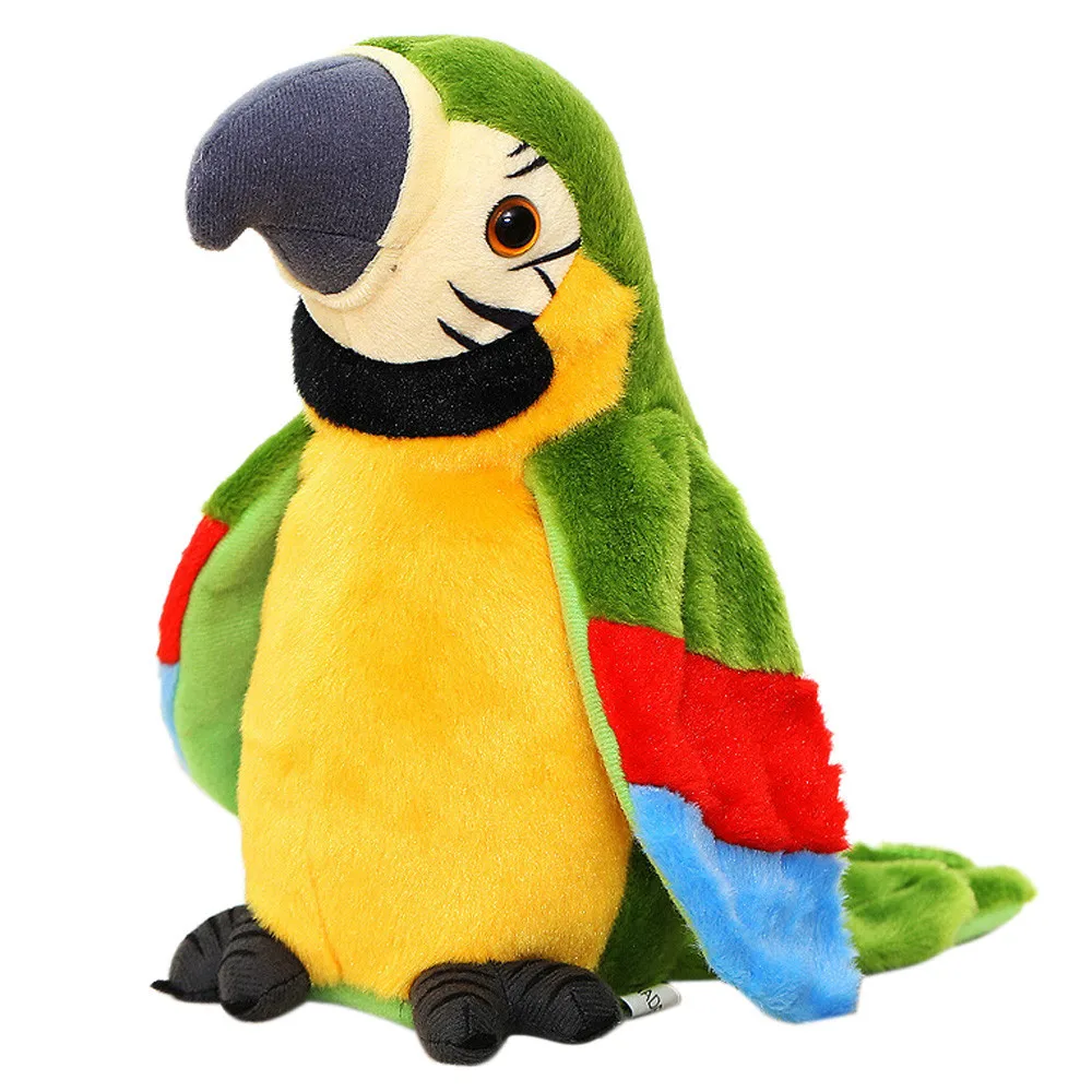 Очаровательны электрическая игрушка плюшевая как попугай говорящая игрушка запись повторяет машет крыльями Милый Попугай чучела плюшевых игрушек - Цвет: green