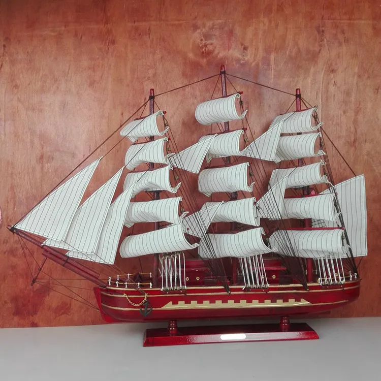 

Mediterranean Wood 80cm Large Craft Sailing Model Solid Wood Handmade Home Decoration Ornaments Gifts Sailboat Boat Manual Craft