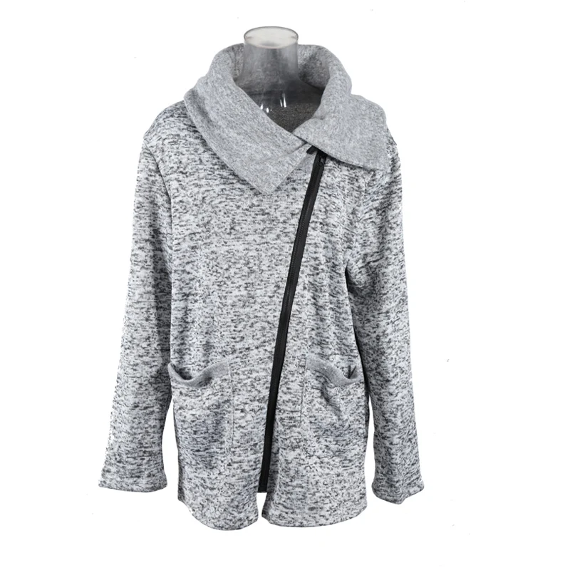 Very best Autumn and winter women's long coat side zipper lapel top New plus velvet pocket Slim casual warm w