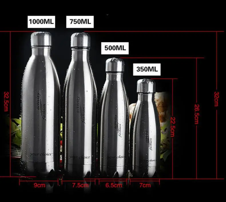 350/500/750/1000ml термос для путешествий термос чашка бутылка для воды Нержавеющая сталь Термальность бутылка Портативный чашки