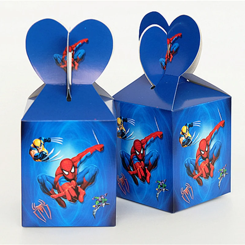 

6pcs/bag Spiderman candy box Children Birthday Party Decorations Kids Party Supplies Birthday Disposable Tableware Sets