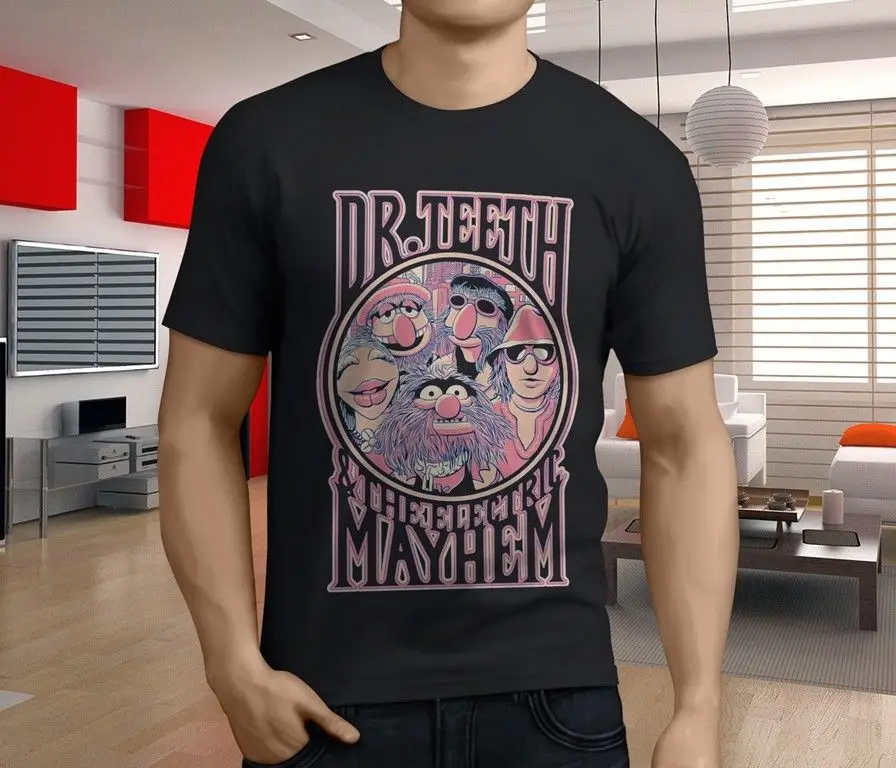 New Popular Dr. Teeth and The Electric Mayhem Clothing Men's Black T-Shirt S-3XLFashion Summer Top Tee