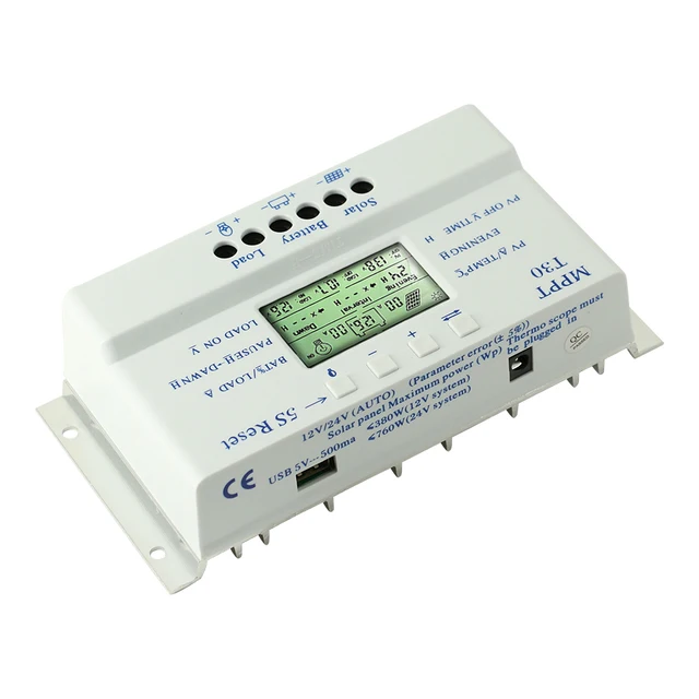 2019 NEW Solar Charge Controller 30A MPPT PWM Voltage Settable LCD dispaly Light and dual timer control 30A 12v 24v auto work 4