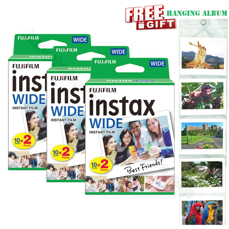 Оригинальная новая широкоформатная пленка Fujifilm Instax белая 60 фотографий для
