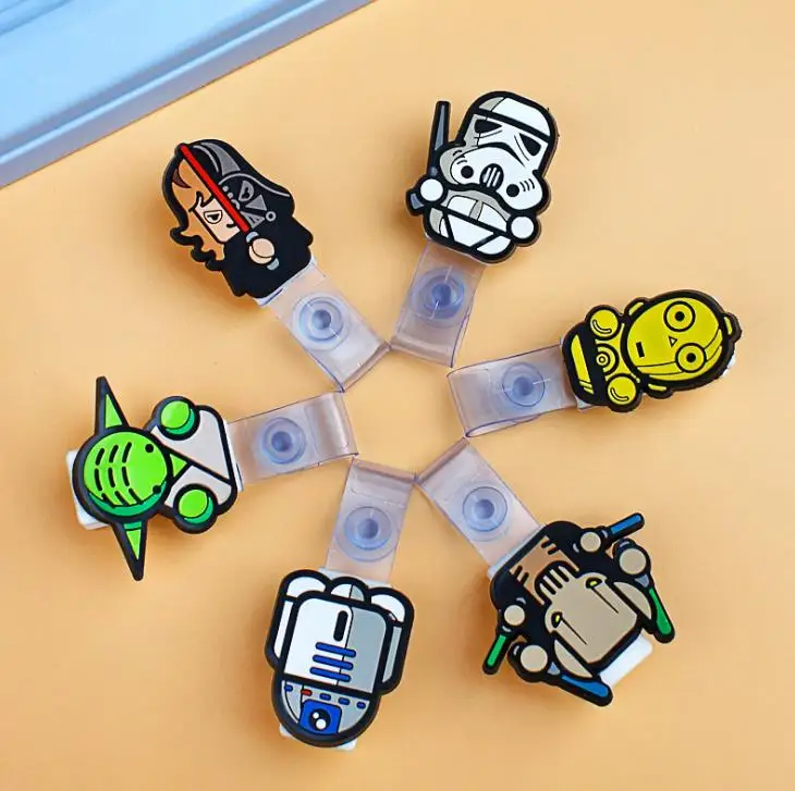 1 Pcs Cartoon Star Wars Transparent Badge Reel Scroll Student Nurse Exhibition ID Business Card Badge Holder Clips Stationery