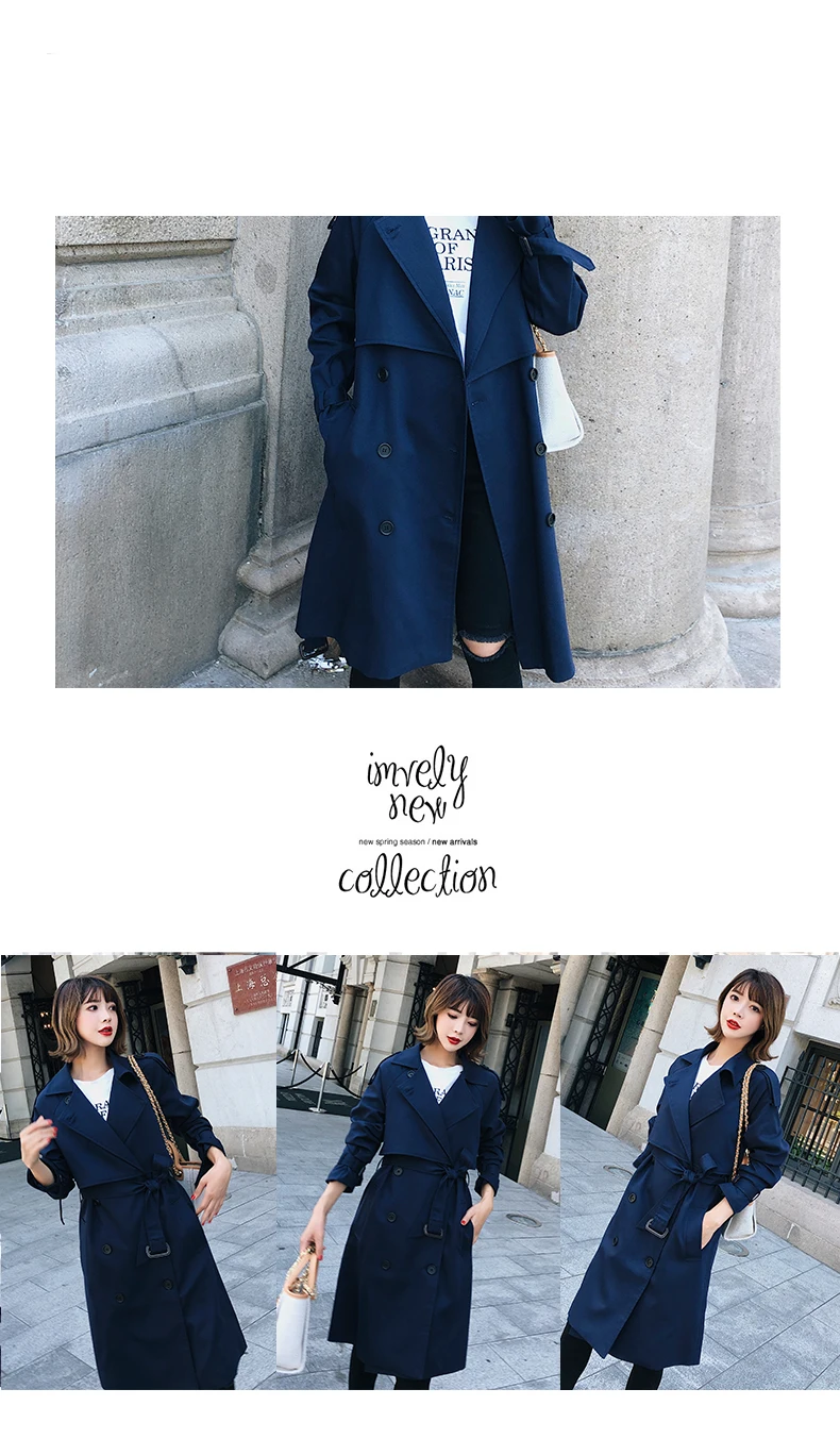 Fitaylor New 2020 Double Breasted Mid-long Trench Coat Women Casual Slim Belt Cloak Vintage Windbreaker Outwear