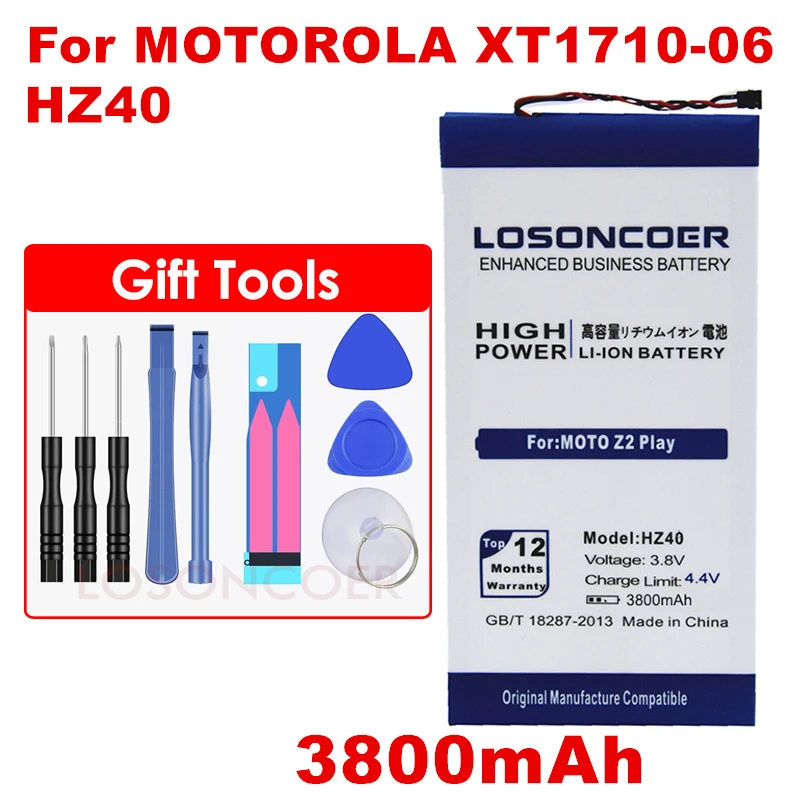 

3800mAh HZ40 for Motorola MOTO Z2 Play XT1710-08 XT1710 Battery Free tools