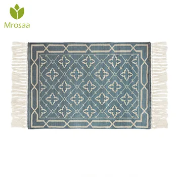 

Hot 60x90cm Home Decoration Nordic Cotton Woven Tassels Carpet Bedroom Rug Bedspread Mat Simple Modern Table Runner kitchen Mat