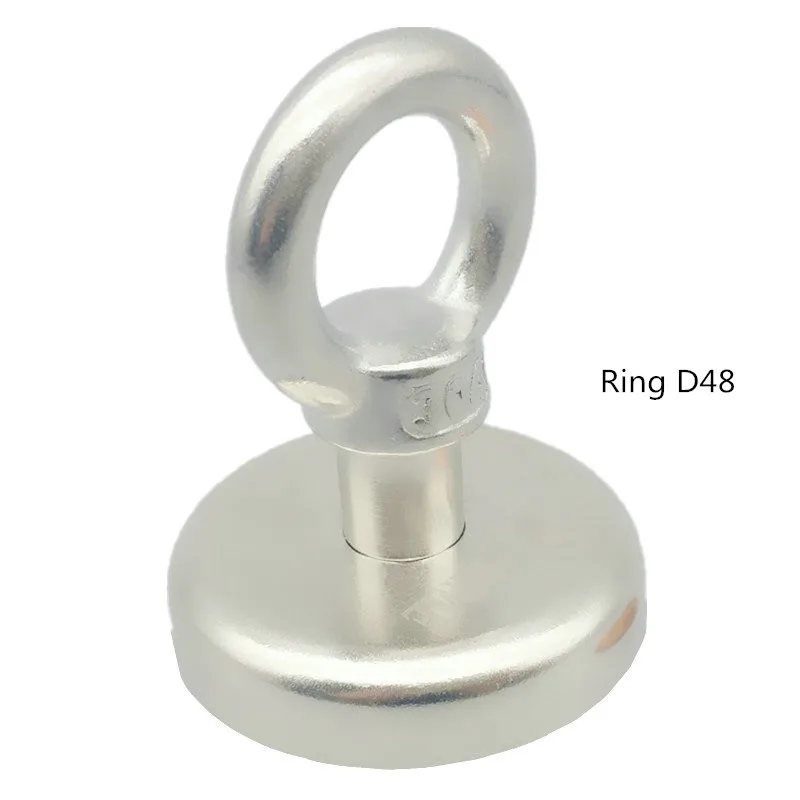 Рыболовные магниты Dia. 48 60 75 мм подъемный неодимовый магнит с нейлоновой веревкой 60-150 кг тянет отлично подходит для спасательной или магнитной рыбалки - Цвет: Ring D48 no rope
