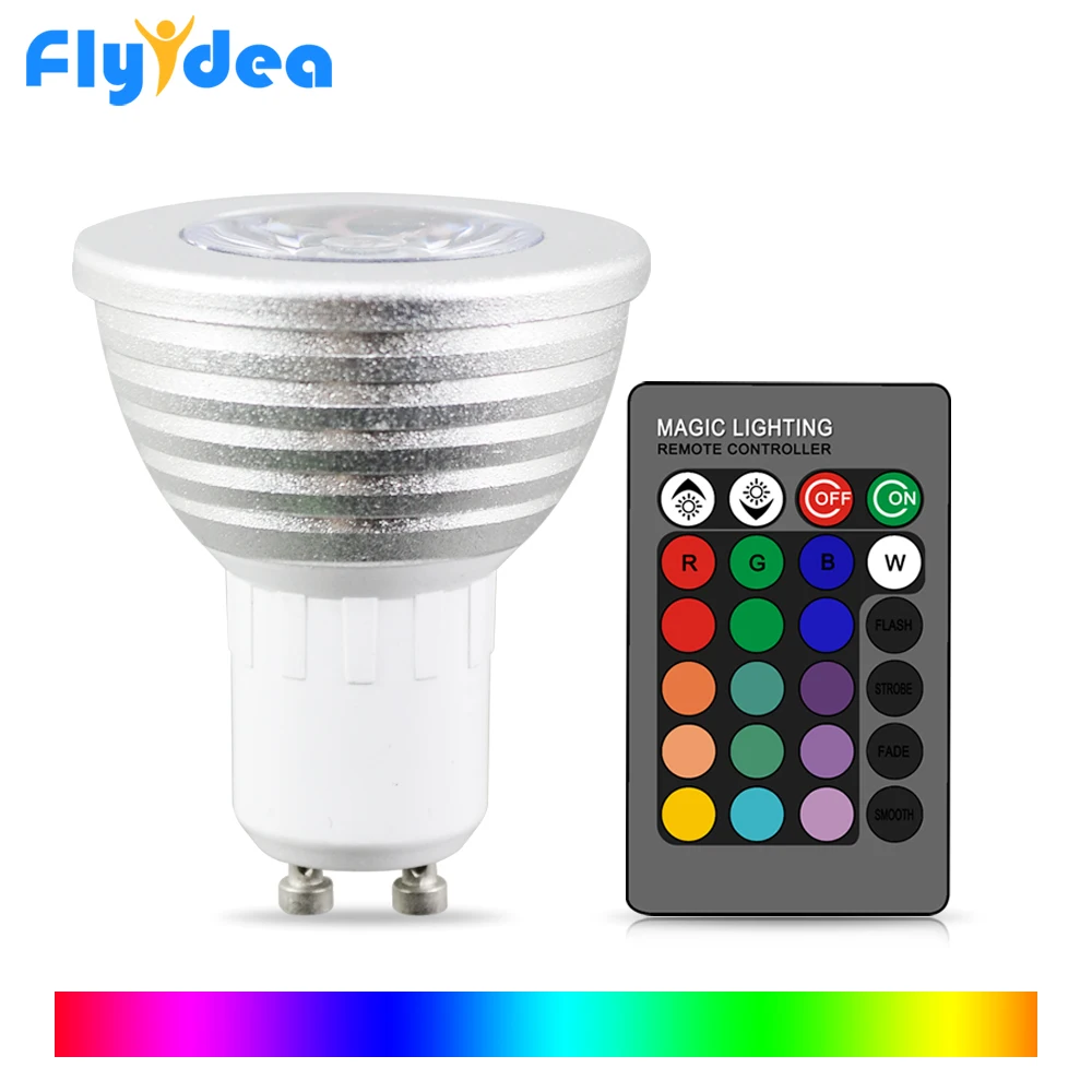 

GU10 16 Color Magic RGB LED Light Lamp IR Remote Control Color Changing bulb AC85-265V Holiday Memory Spotlight + 24key Showcase