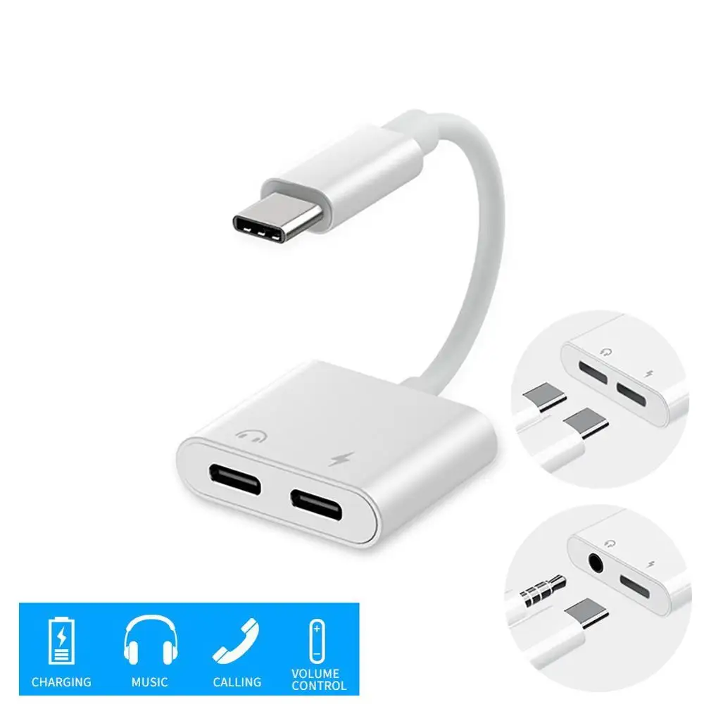 

USB Type C Audio Adapter Type-C to Type C/3.5mm Jack Earphone Audio Converter Fast Charging Cable for Huawei for Xiaomi for HTC