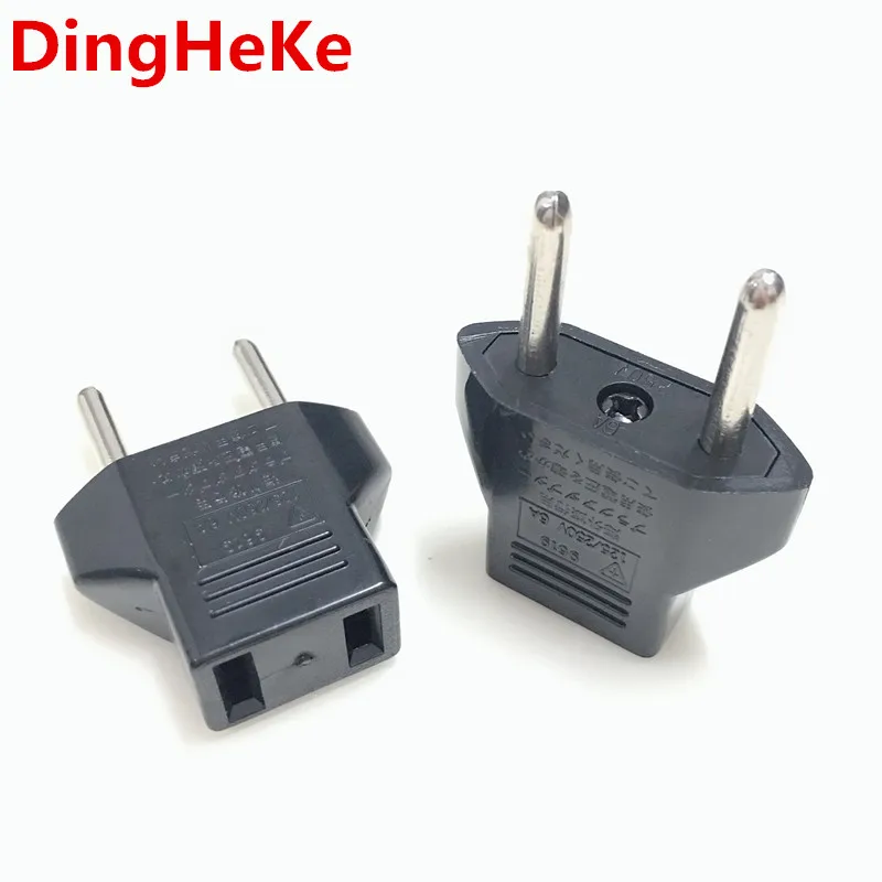 CN US To EU Euro Europe Plug Adapter 2 Round Socket Converter Travel Electrical Power Adapter Socket China To EU Plug 2pcs plug adapter