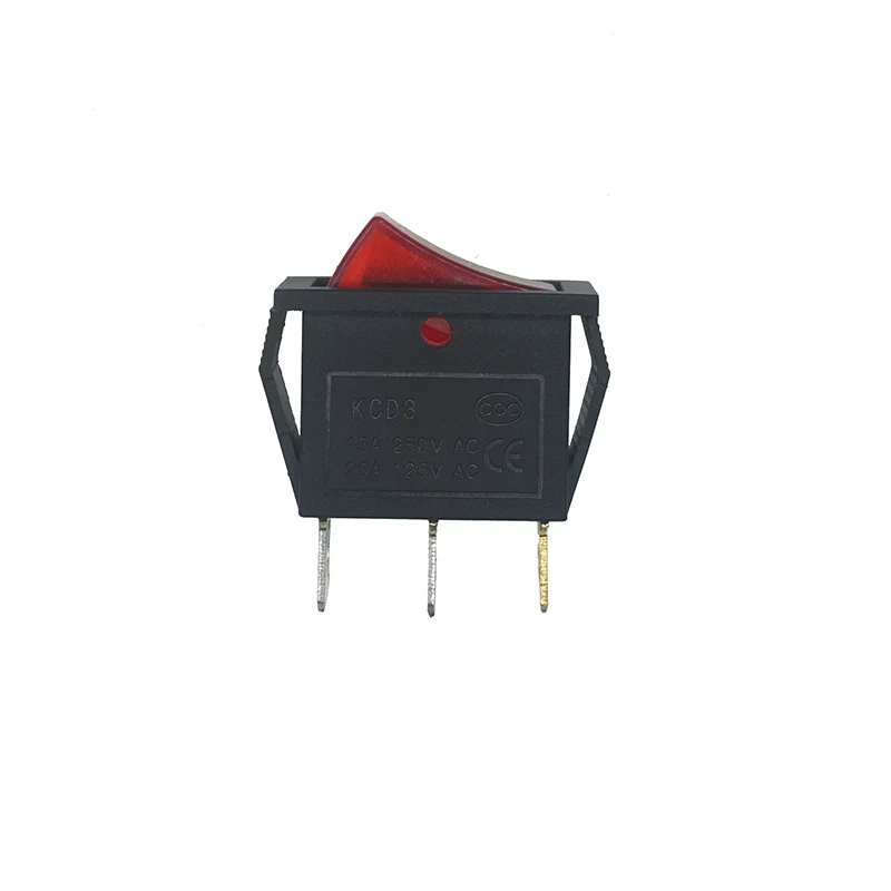 20 шт. 50 шт. KCD3 30*13 мм SPST 3PIN 15A 250 В защелкивающийся вкл/выкл положение оснастки перекидной клавишный выключатель с индикаторным светом