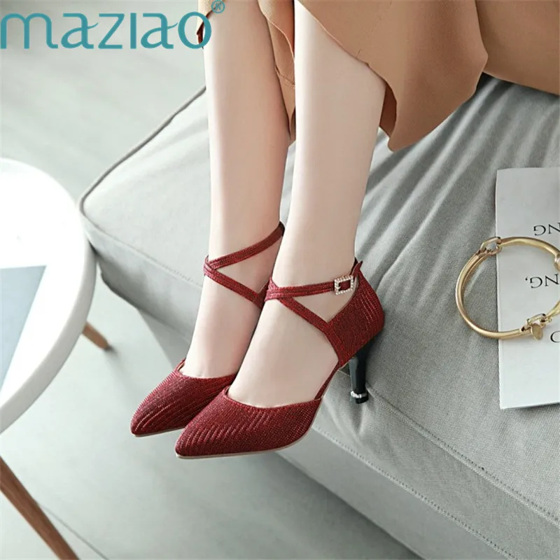 

Summer Sandal Cross-strap Roman Style Sweet Fine-heeled Rubber Shoes Wedding High Sandals Woman 2019 MAZIAO