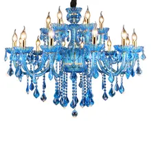 Винтажная хрустальная люстра синий светильник большой турецкий стиль роскошное Кованое железо блеск подвесной хрустальный светильник