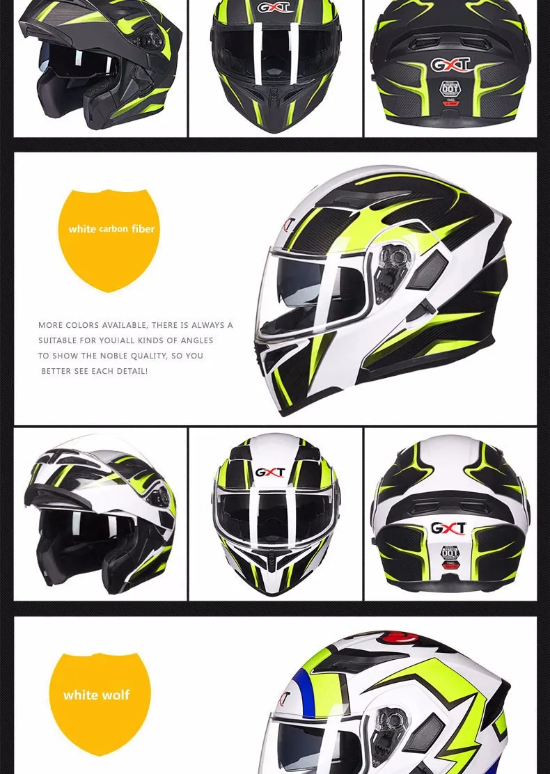 GXT 902 безопасный флип-ап мотоциклетный шлем мото КАСКО с внутренним солнцезащитным козырьком беговые гонки полное лицо мотоциклетные шлемы