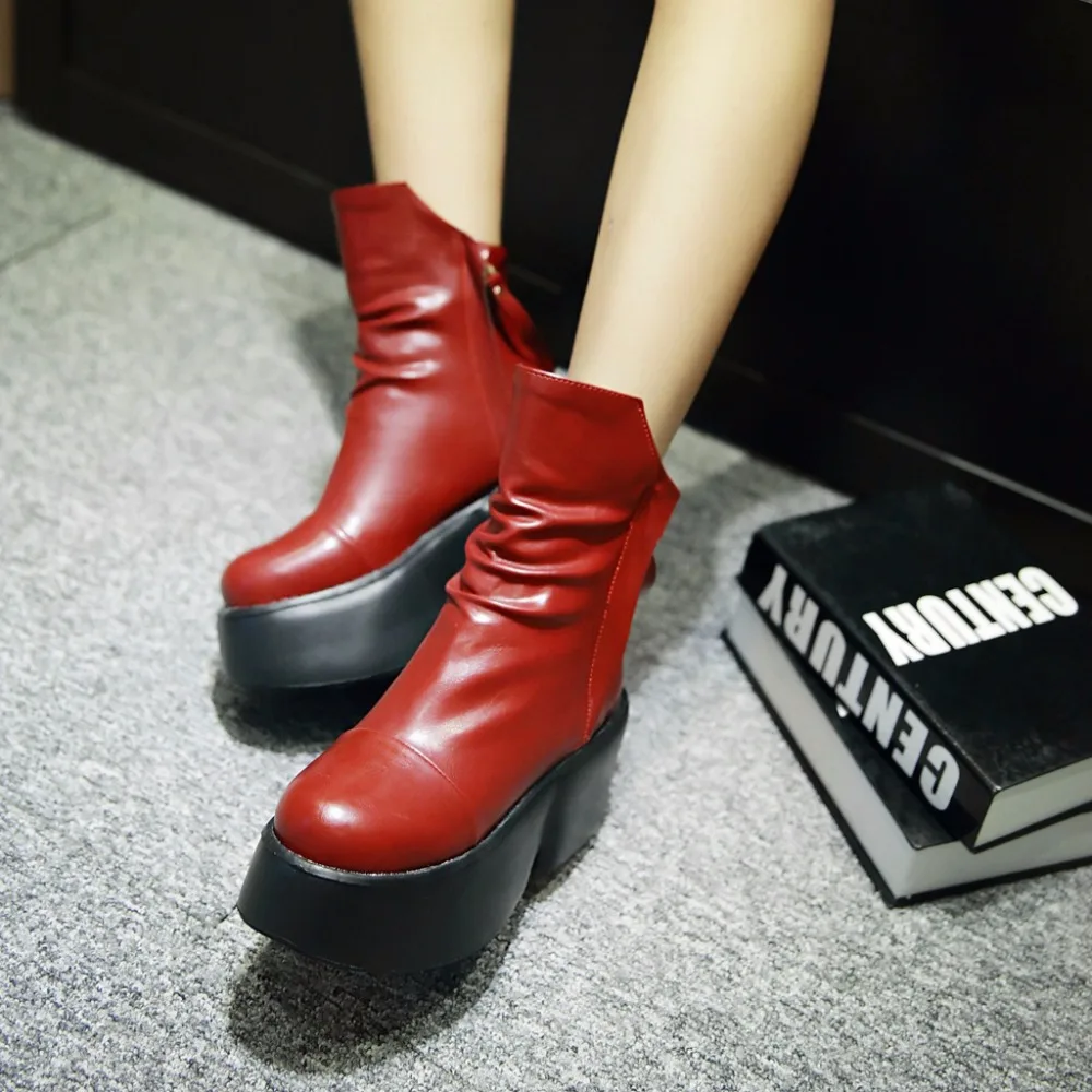 

2015 Winter Autumn New Solid Colors Double Side Zipper Ankle boots Women Comfortable Boots Fashion Shoes Big Size 34-43 R496