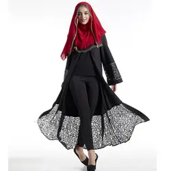 Новое поступление мусульмане арабы длинные Абаи платье в индонезийском стиле исламской с длинным рукавом Халат Кружева национальная
