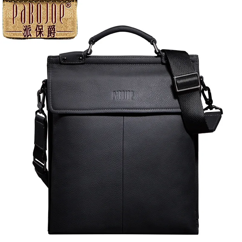 

100% Genuine Leather Pabojoe brand Casual Men Messenger Bag Two-color stitching Shoulder Bag cow leather handbag bolsa feminina