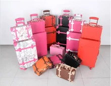 Vintage PU trolley travel bag travel box red married luggage suitcases female,14 20 22 24 korea retro pu travel luggage sets