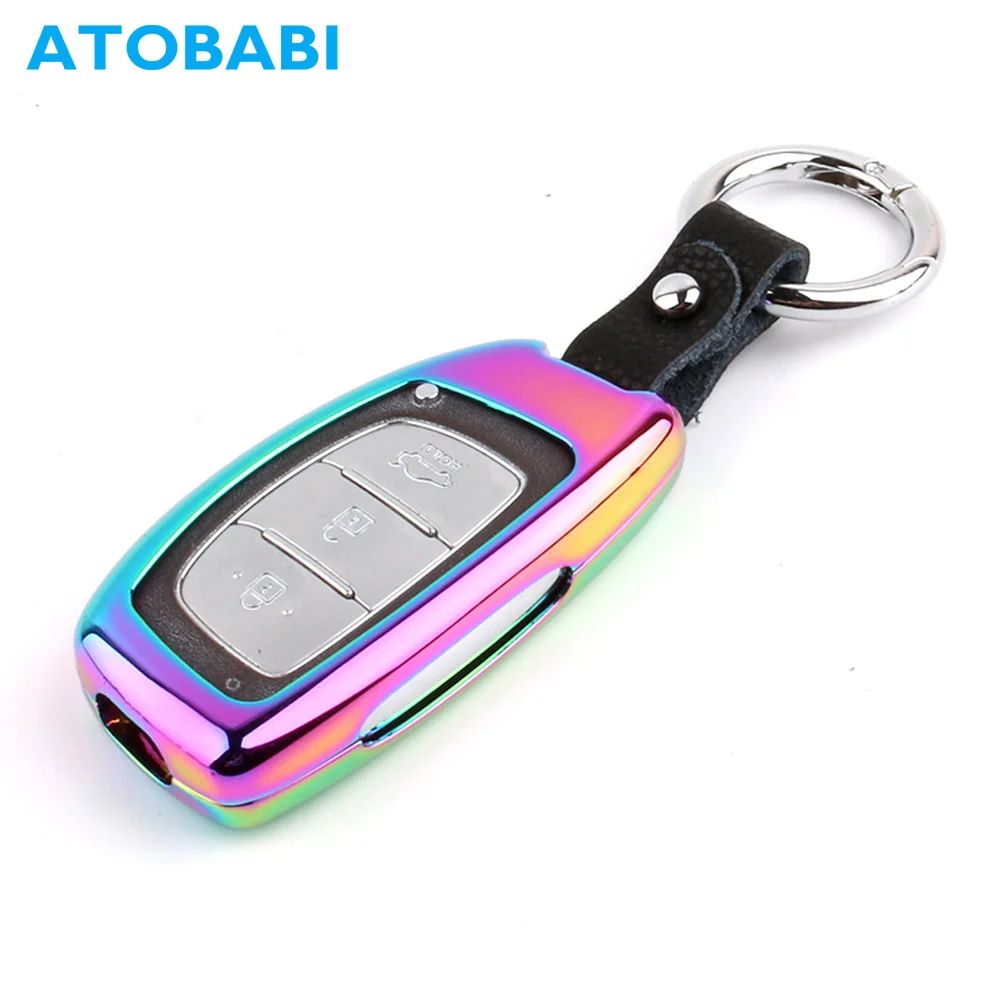 

ATOBABI Color Zinc Alloy Metal Car Key Case Smart Remote Shell Cover Frame for Hyundai Sonata Santa Fe Tucson 2016 2017 2018 i30