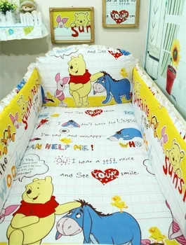 

Promotion! 6pcs baby sheet Crib Bedding Set Cot Bumpers Suits Baby Bedding Sets,include (bumpers+sheet+pillow cover)