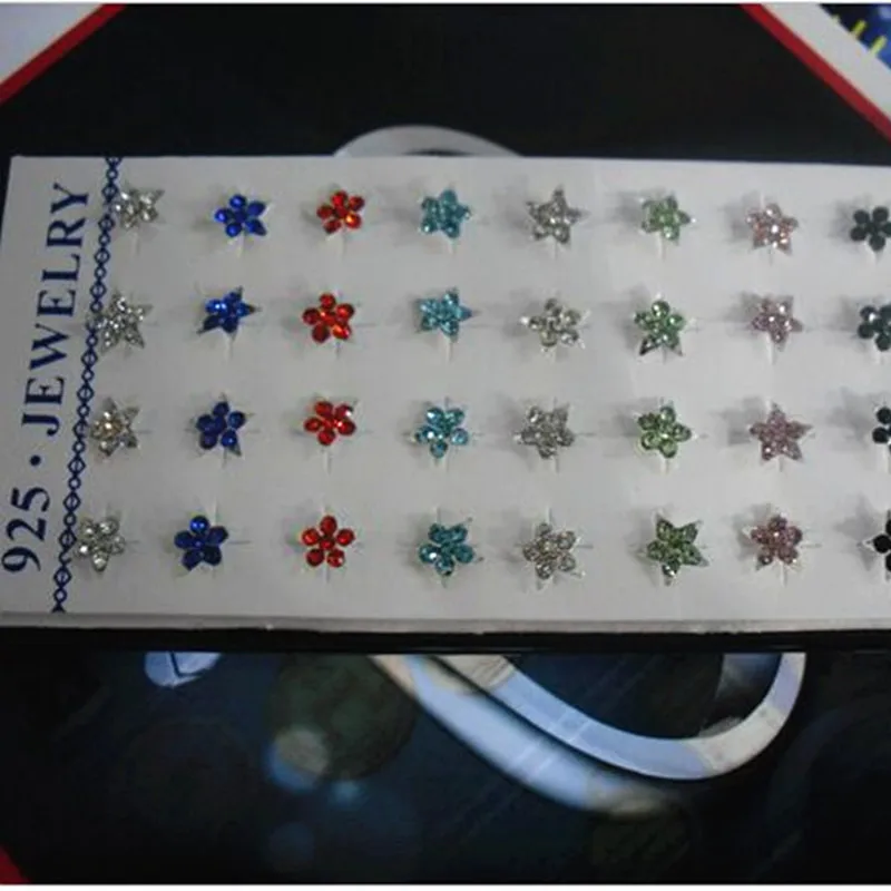 1 компл. 40 шт. 925 стерлингового серебра сливы Для женщин серьги шпильки смешанные Цвет кубического циркония Модные украшения подарок партии