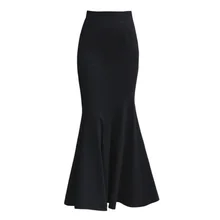 Женская длинная юбка-годе Jupe Femme черная высокая талия и бедра пакет осень зима юбка плюс размер 5XL офисные женские юбки-трубы
