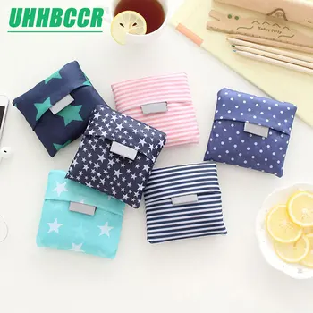 

6 style New Fashion printing foldable green shopping bag Tote Folding pouch handbags Convenient Large-capacity storage bags