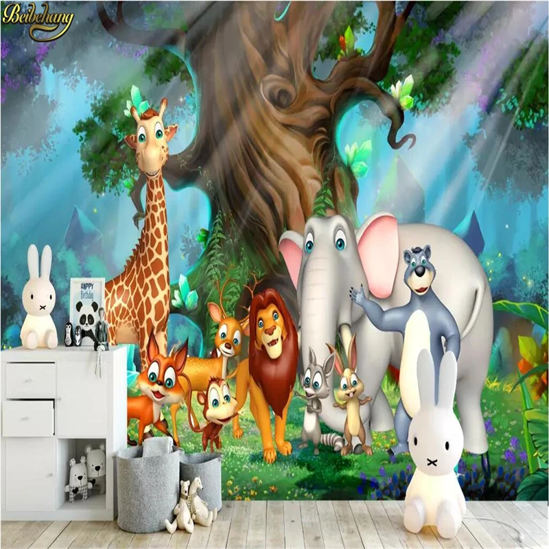 Пользовательские фото 3d обои росписи 3D мультфильм лес Сказочный Мир животных
