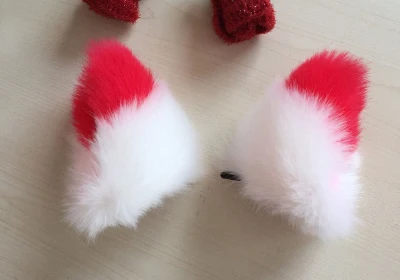 Горячий игривый Костюм Аниме кошачьи лисичьи уши длинные волосы из искусственного меха клип пара Вечеринка День рождения Косплей - Цвет: A