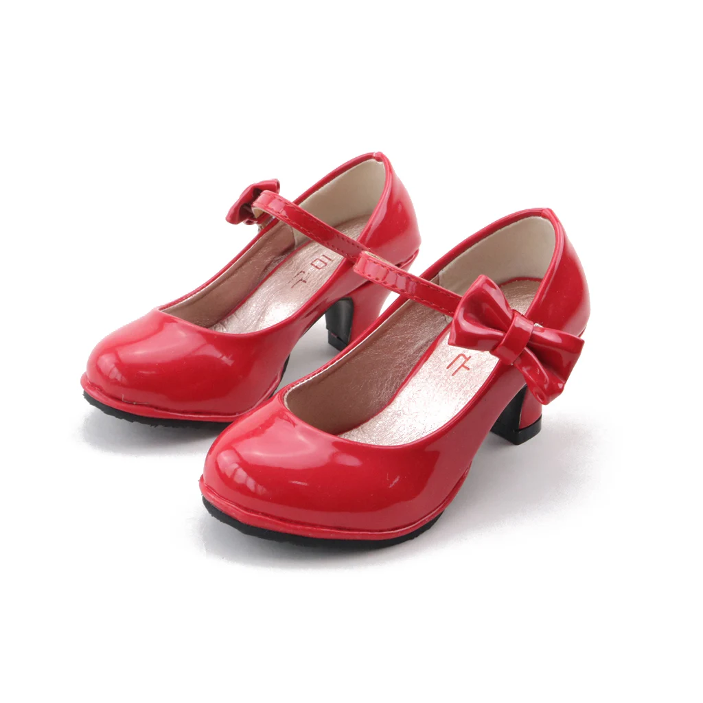 JUSTSL الأطفال 2017 حار بيع الأميرة أحذية الفتيات حزب القوس أحذية لامعة بلون عالية الكعب أحذية أنيقة للأطفال