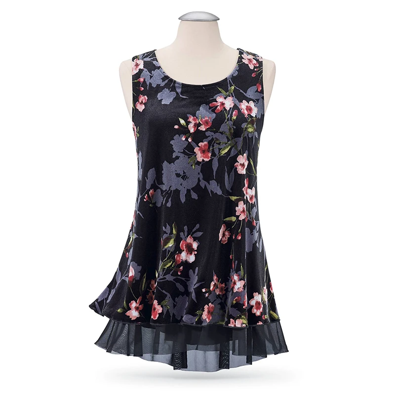

Ladies Tops Plus Size Blouse Women Sexy Sleeveless O Neck Floral Summer Shirt Female Loose Casual Top Streetwear blusas D30