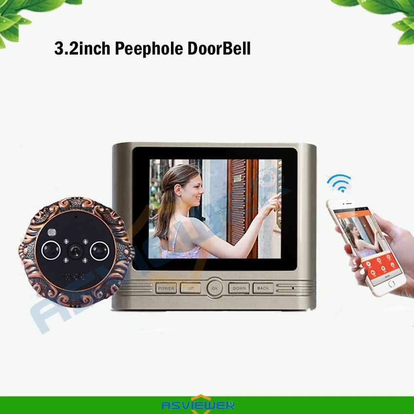 

3.2 inch LCD Screen Video/Photo Record Door Peephole Camera Doorbell With Screen Viewer Security Surveillance With Night Vision