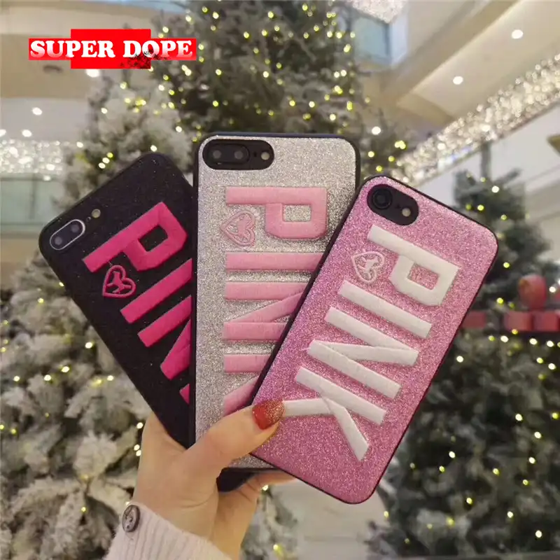 Fashion Victoria Secret Bling Vs Pink Glitter Phone Cover For Iphone 6 6s 7 8plus Xr S Xs Max Fundas Battery Case Matte Female Phone Case Covers Aliexpress
